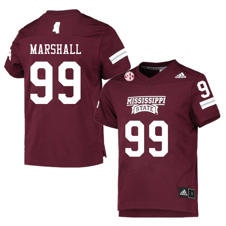 Men #99 Tre'von Marshall Mississippi State Bulldogs College Football Jerseys Sale-Maroon